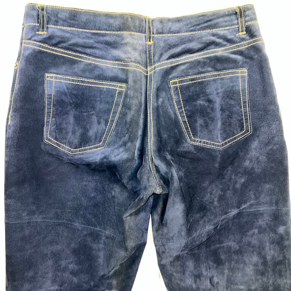 Isaac Mizrahi for Target Navy Blue Suede Leather Jeans Pants Size 4 - Picture 8 of 12